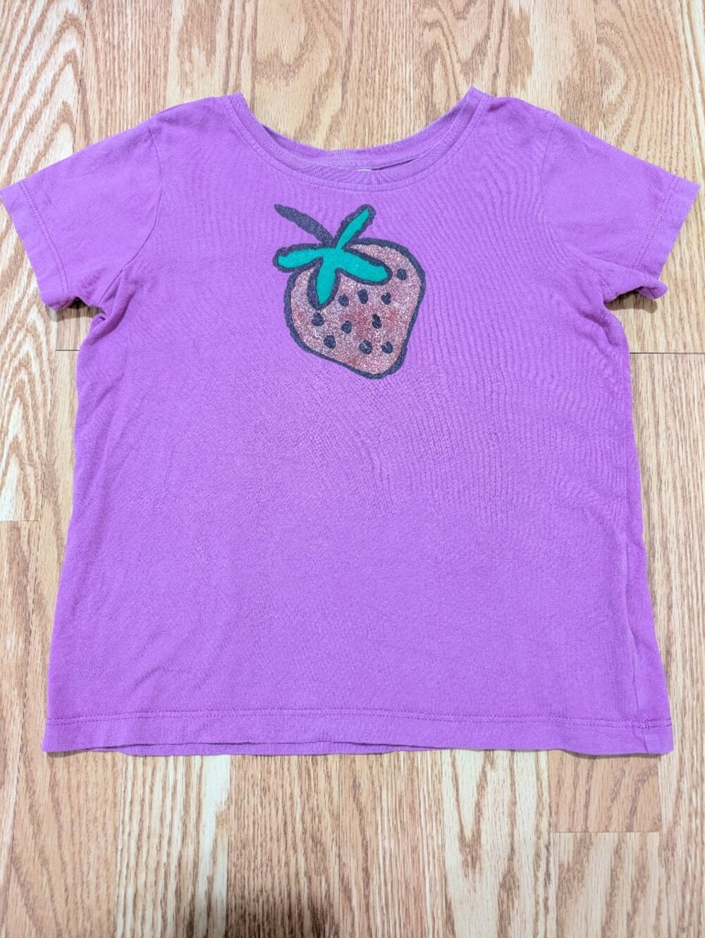 Hanna Andersson Purple Girls' Strawberry Short Sleeve Shirt 120 6/7